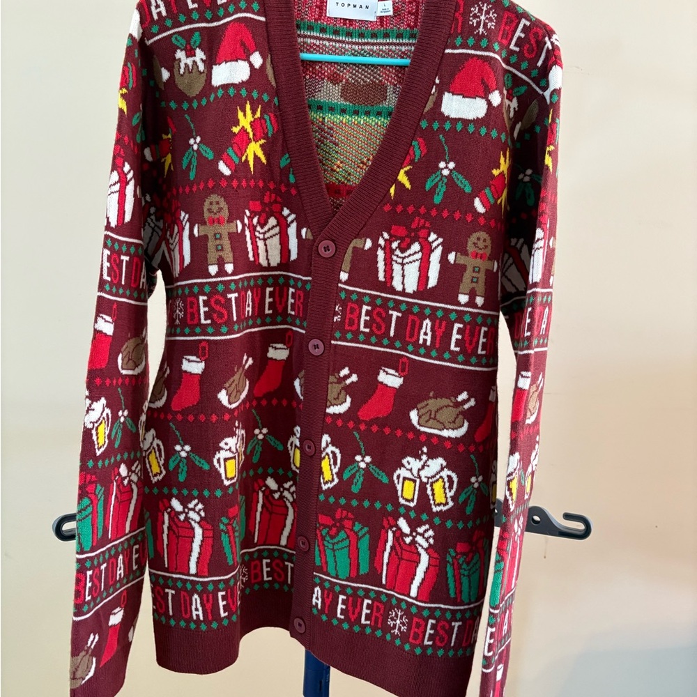 Topman Red Festive Cardigan